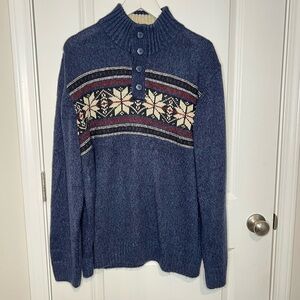 Men's Blue Snowflake Holiday Sweater Grandpacore